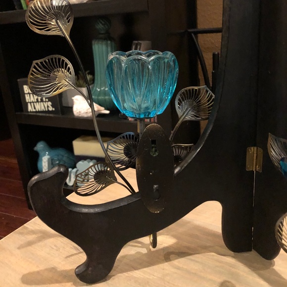 Set of Turquoise Peacock Blossom Sconces - Picture 6 of 7